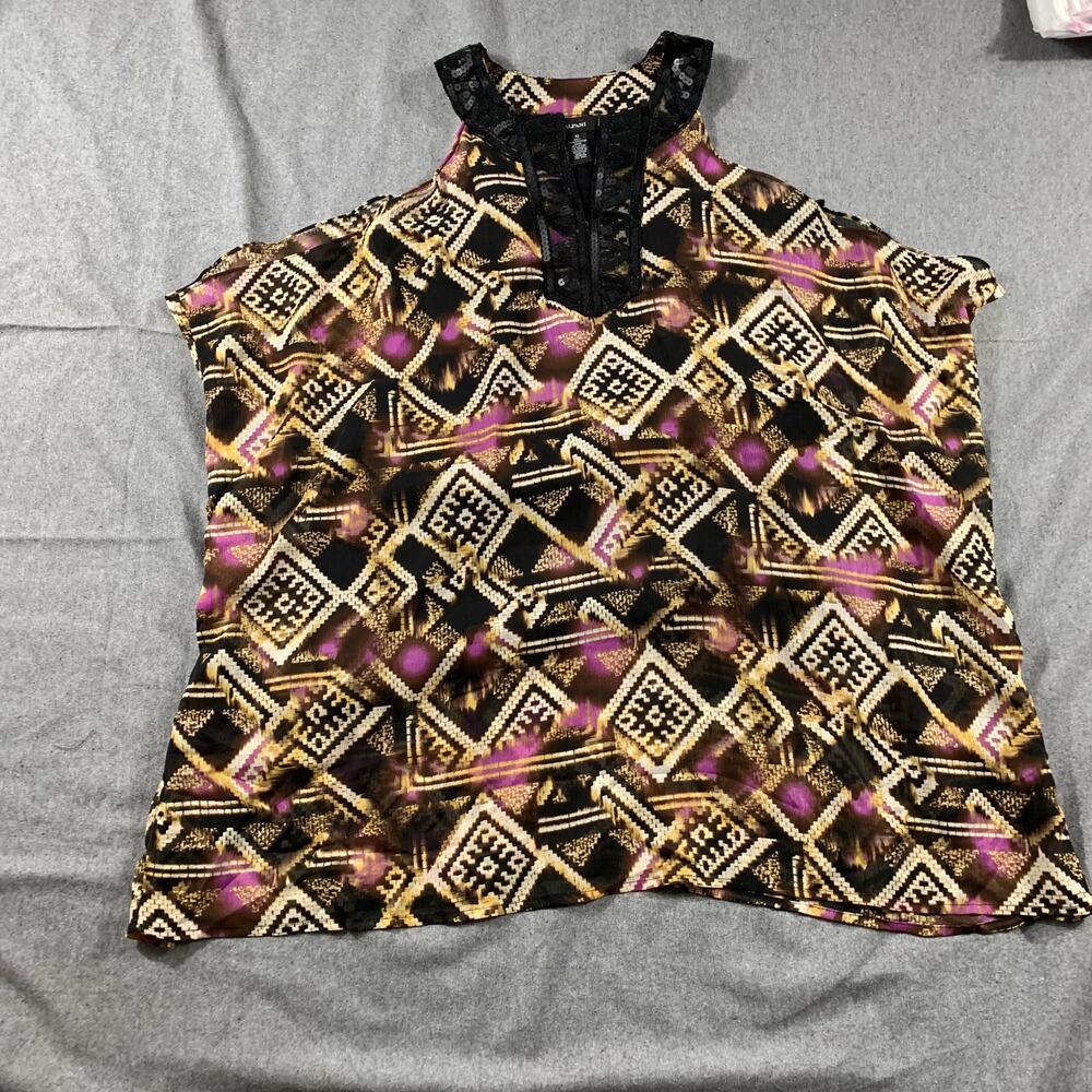Alfani Top Womens Size 10 Tribal Pattern Multi Color Halter Lined Embellished